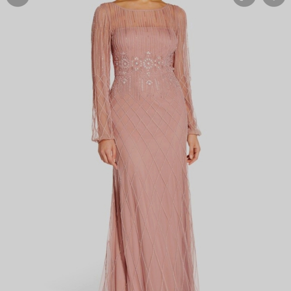 Adrianna Pappell Blush Pink Beaded Prom Dress